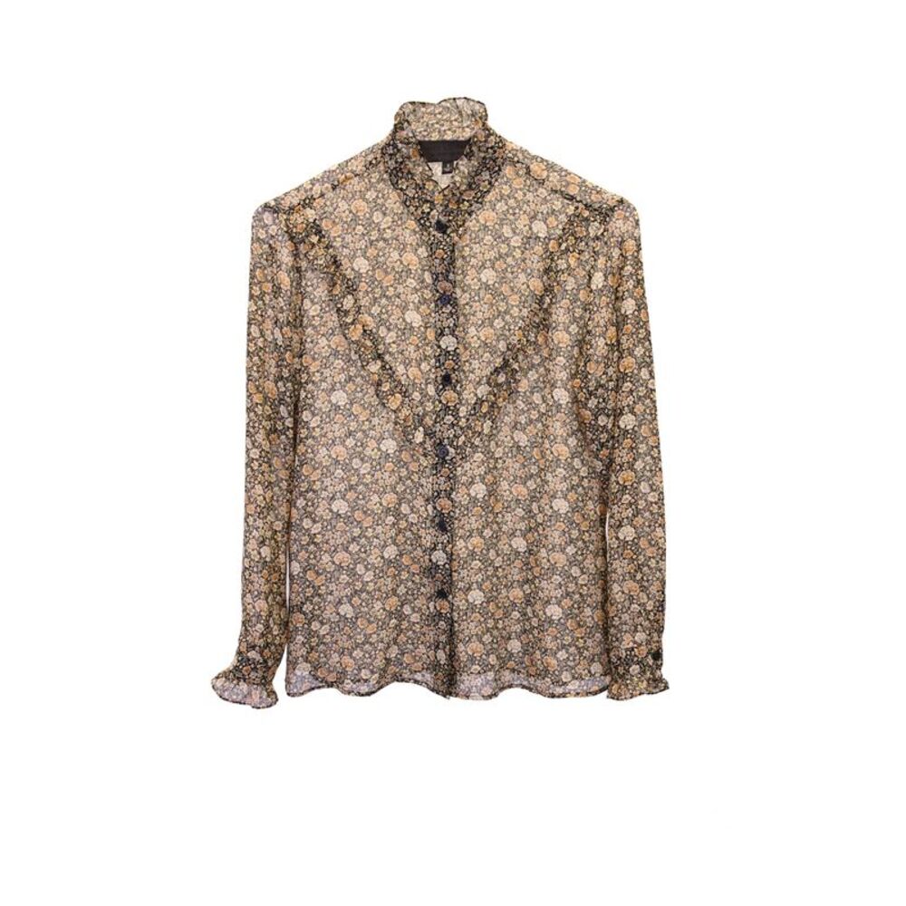 Nili Lotan Marcela Blouse with Ruffle Details in Floral Print Silk